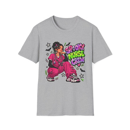 Spooky Nurse Crew T-Shirt | Halloween Medical Scrub Art