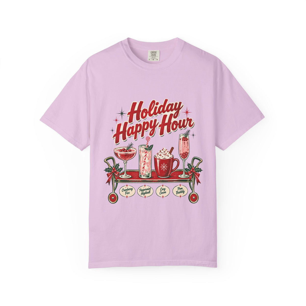 Holiday Happy Hour T-shirt | Christmas cocktail mug mocktail design
