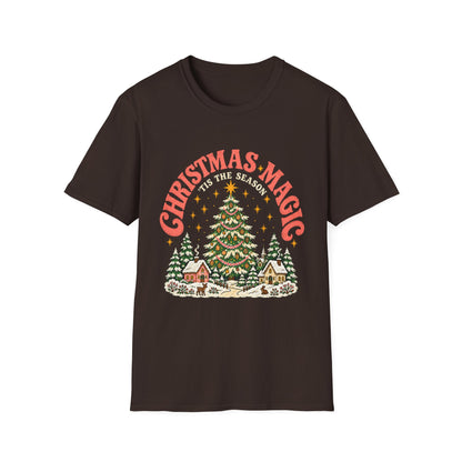 Christmas Magic Tree T-Shirt | Cozy Village Holiday Design