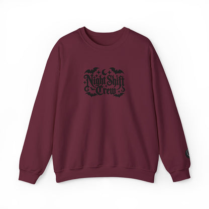 Night Shift Crew Embroidered sweatshirt | Halloween bats gothic script
