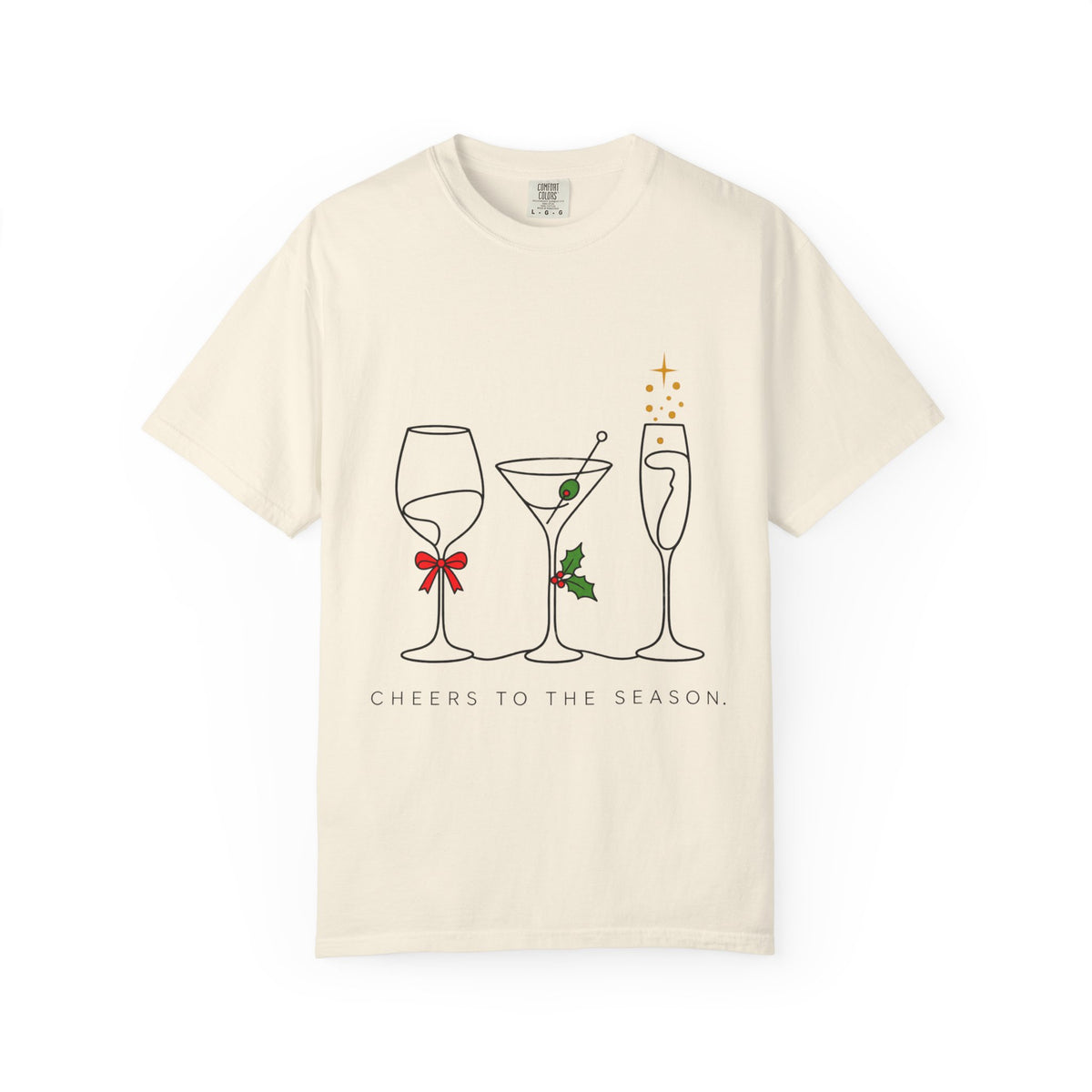 Cheers to the Season cocktail glasses T-Shirt | holiday drinks illustration