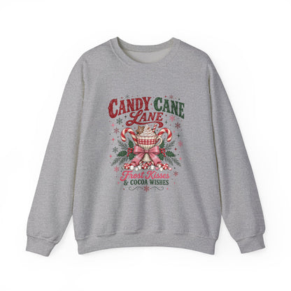 Candy Cane Lane graphic Sweatshirt | Frost Kisses & Cocoa Wishes, Christmas sweatshirt
