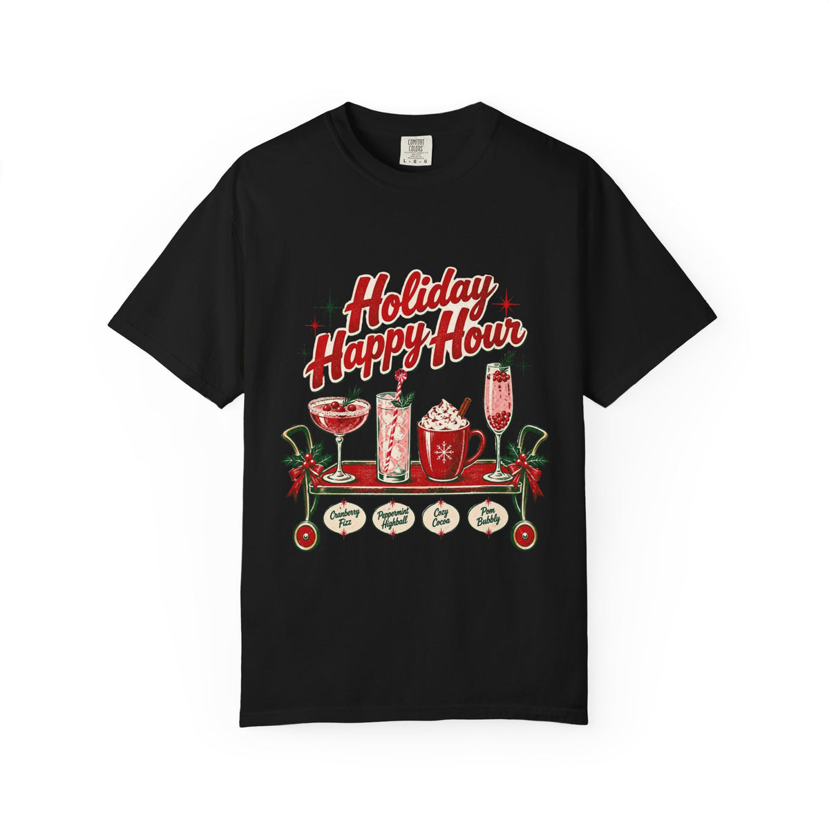 Holiday Happy Hour T-shirt | Christmas cocktail mug mocktail design