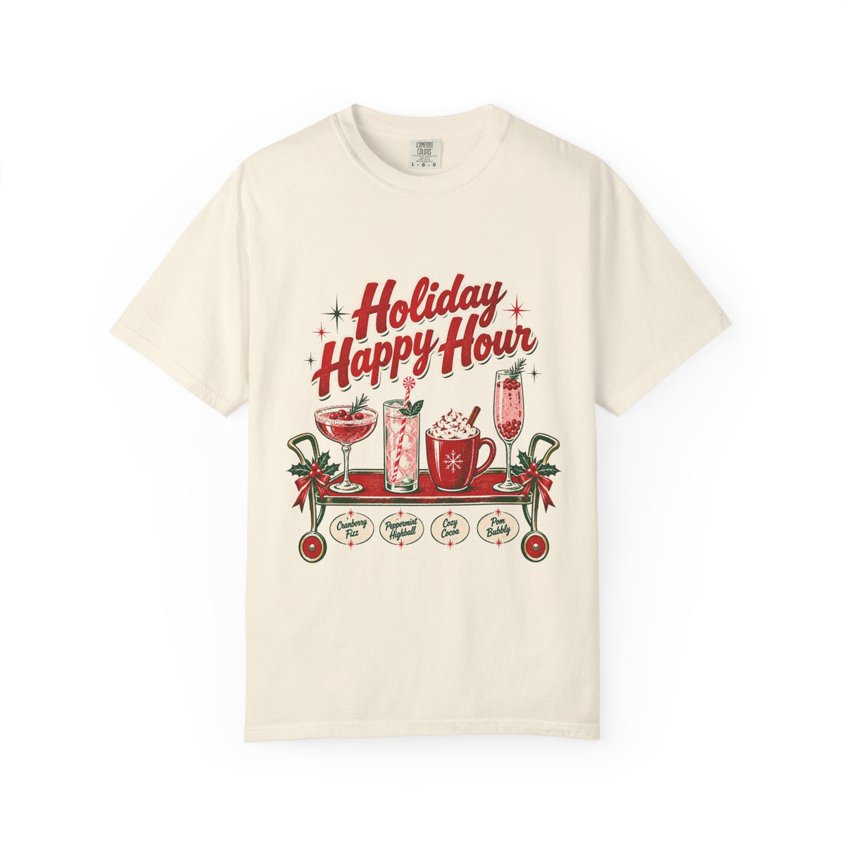 Holiday Happy Hour T-shirt | Christmas cocktail mug mocktail design