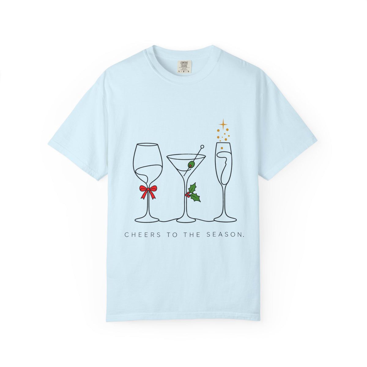 Cheers to the Season cocktail glasses T-Shirt | holiday drinks illustration