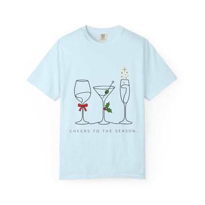 Cheers to the Season cocktail glasses T-Shirt | holiday drinks illustration