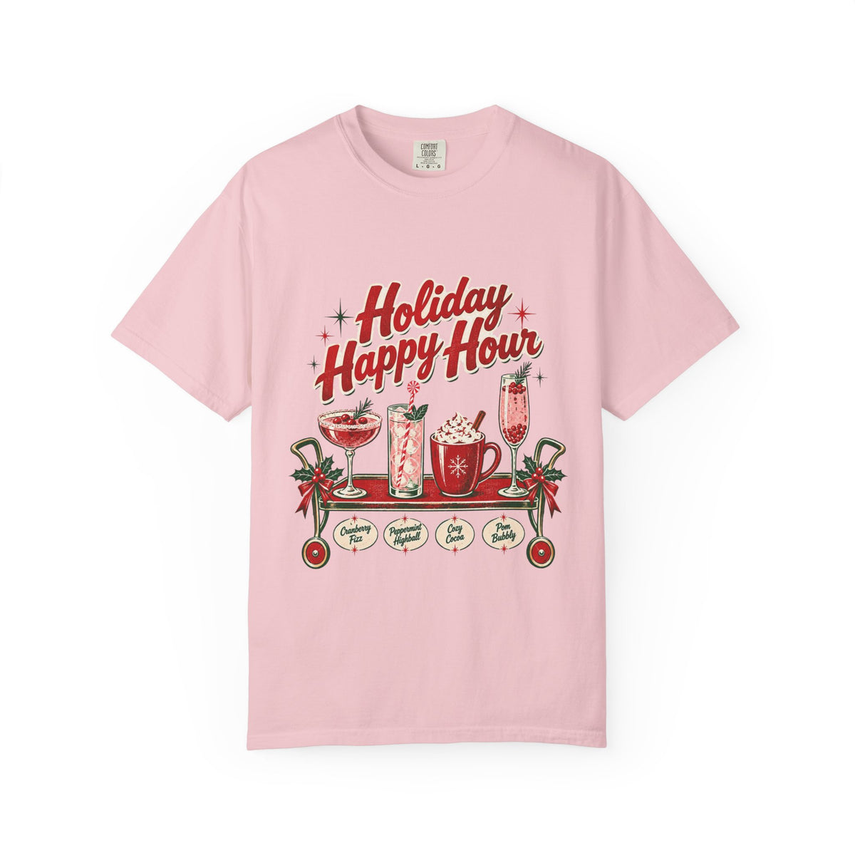 Holiday Happy Hour T-shirt | Christmas cocktail mug mocktail design