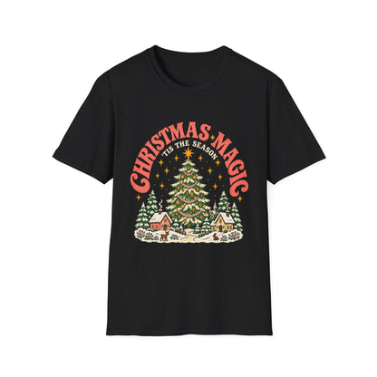 Christmas Magic Tree T-Shirt | Cozy Village Holiday Design