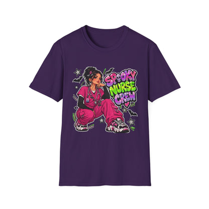Spooky Nurse Crew T-Shirt | Halloween Medical Scrub Art