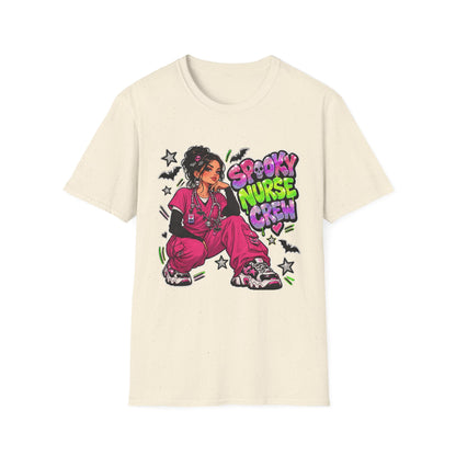 Spooky Nurse Crew T-Shirt | Halloween Medical Scrub Art
