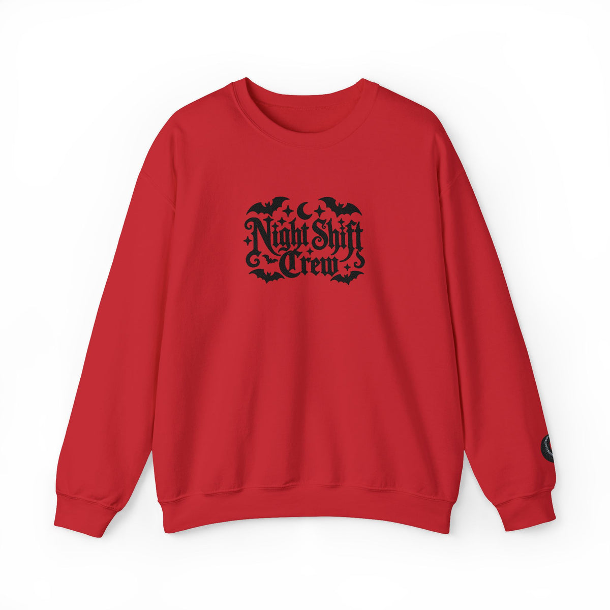 Night Shift Crew Embroidered sweatshirt | Halloween bats gothic script