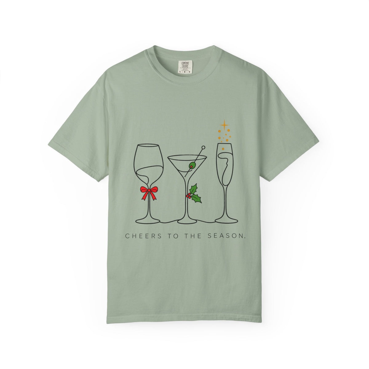 Cheers to the Season cocktail glasses T-Shirt | holiday drinks illustration