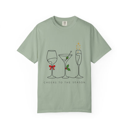 Cheers to the Season cocktail glasses T-Shirt | holiday drinks illustration