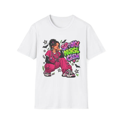 Spooky Nurse Crew T-Shirt | Halloween Medical Scrub Art
