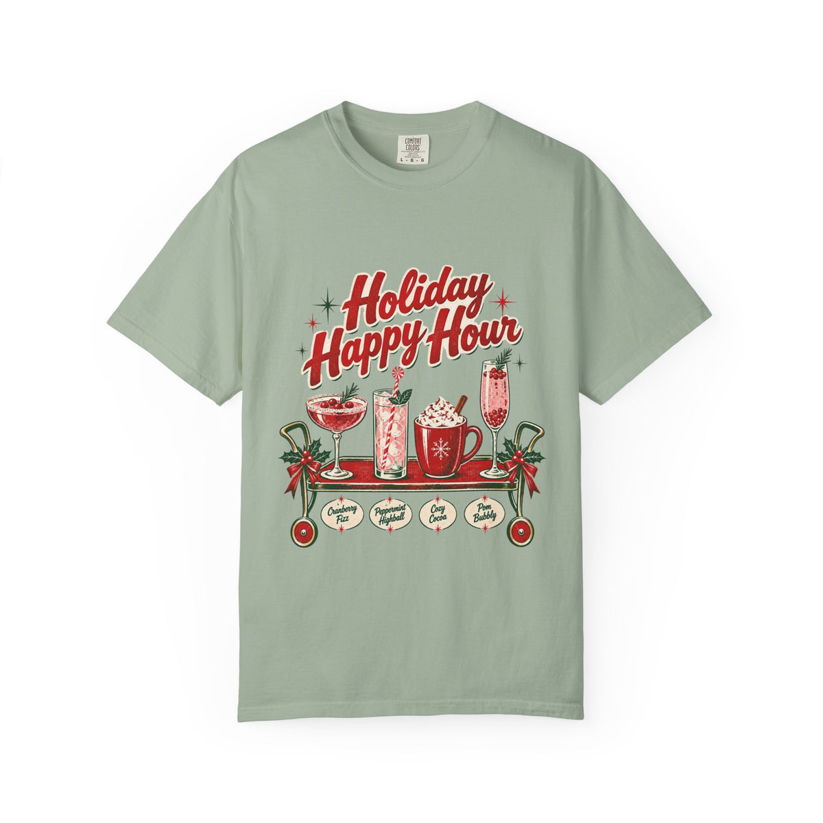 Holiday Happy Hour T-shirt | Christmas cocktail mug mocktail design