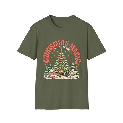 Christmas Magic Tree T-Shirt | Cozy Village Holiday Design