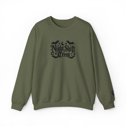 Night Shift Crew Embroidered sweatshirt | Halloween bats gothic script