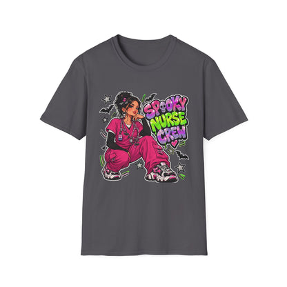 Spooky Nurse Crew T-Shirt | Halloween Medical Scrub Art