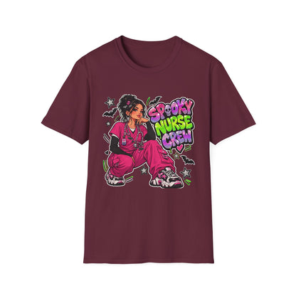 Spooky Nurse Crew T-Shirt | Halloween Medical Scrub Art