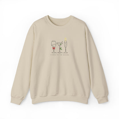 Three Wine Glasses Illustration Embroidered Sweatshirt | Cute Wine Trio, Cheers Sketch