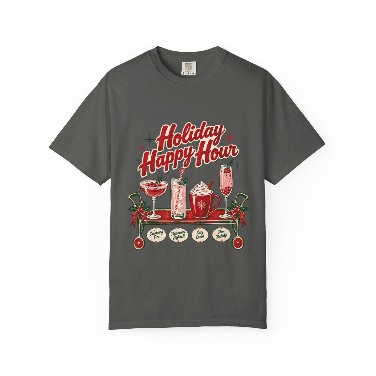 Holiday Happy Hour T-shirt | Christmas cocktail mug mocktail design