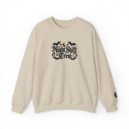 Night Shift Crew Embroidered sweatshirt | Halloween bats gothic script