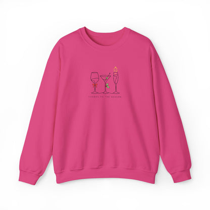 Three Wine Glasses Illustration Embroidered Sweatshirt | Cute Wine Trio, Cheers Sketch