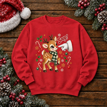 Cute Retro Reindeer Boop Sweatshirt | Vintage Christmas Noel