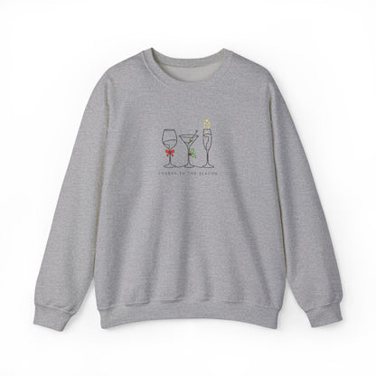 Three Wine Glasses Illustration Embroidered Sweatshirt | Cute Wine Trio, Cheers Sketch