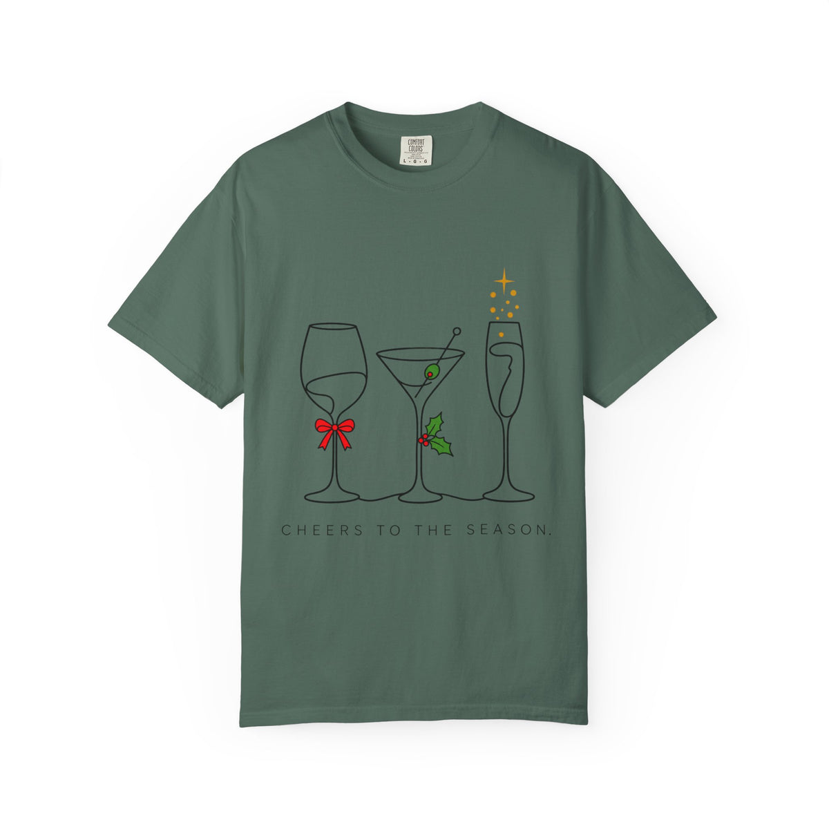 Cheers to the Season cocktail glasses T-Shirt | holiday drinks illustration