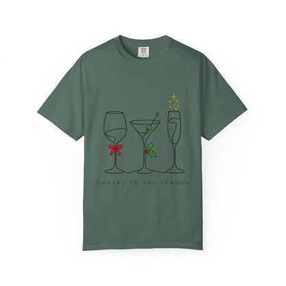 Cheers to the Season cocktail glasses T-Shirt | holiday drinks illustration