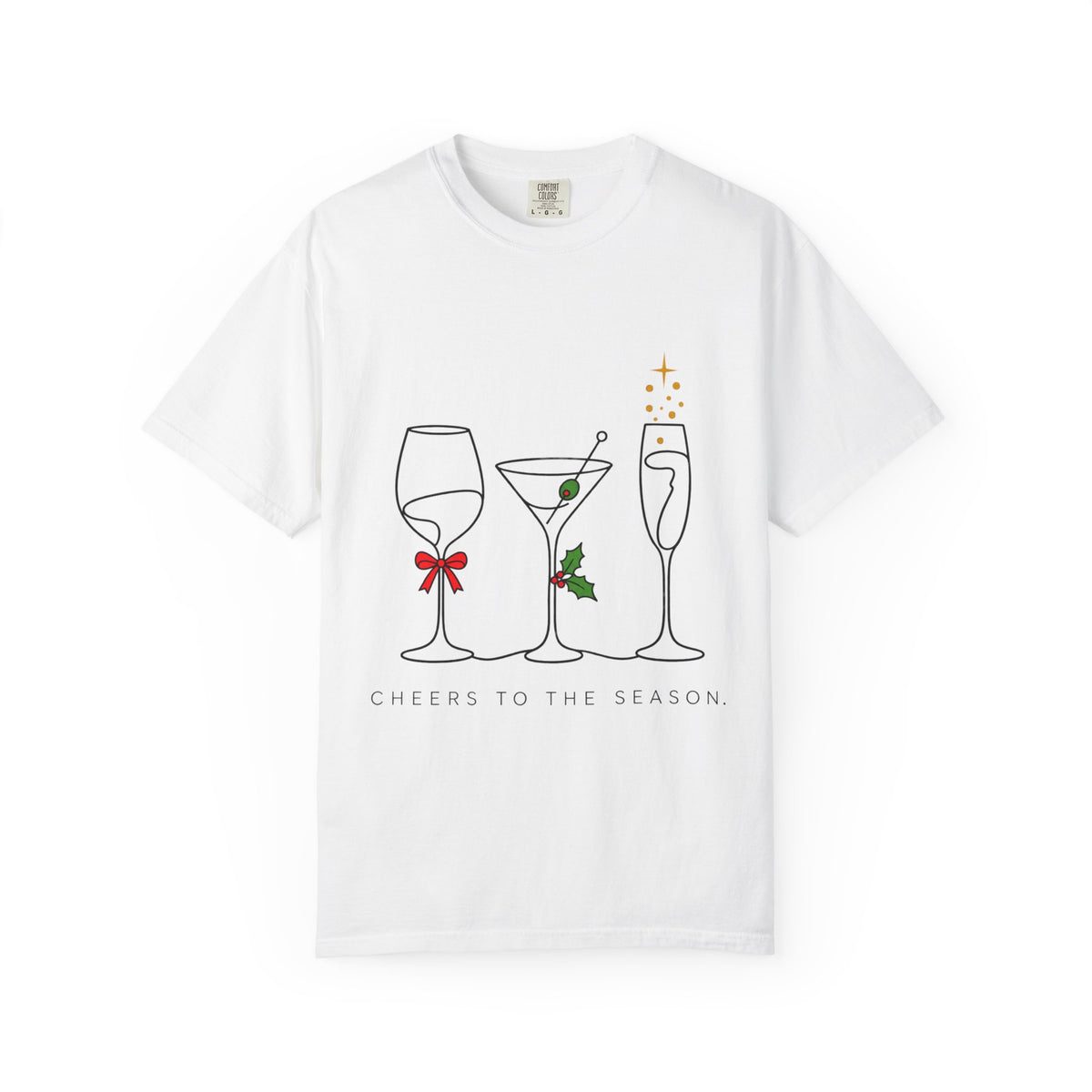 Cheers to the Season cocktail glasses T-Shirt | holiday drinks illustration