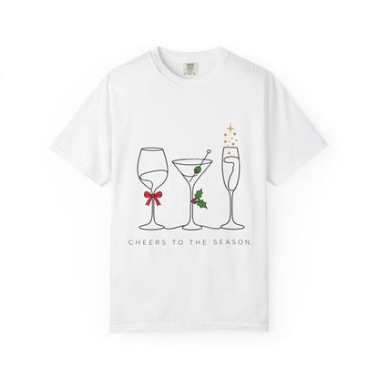 Cheers to the Season cocktail glasses T-Shirt | holiday drinks illustration
