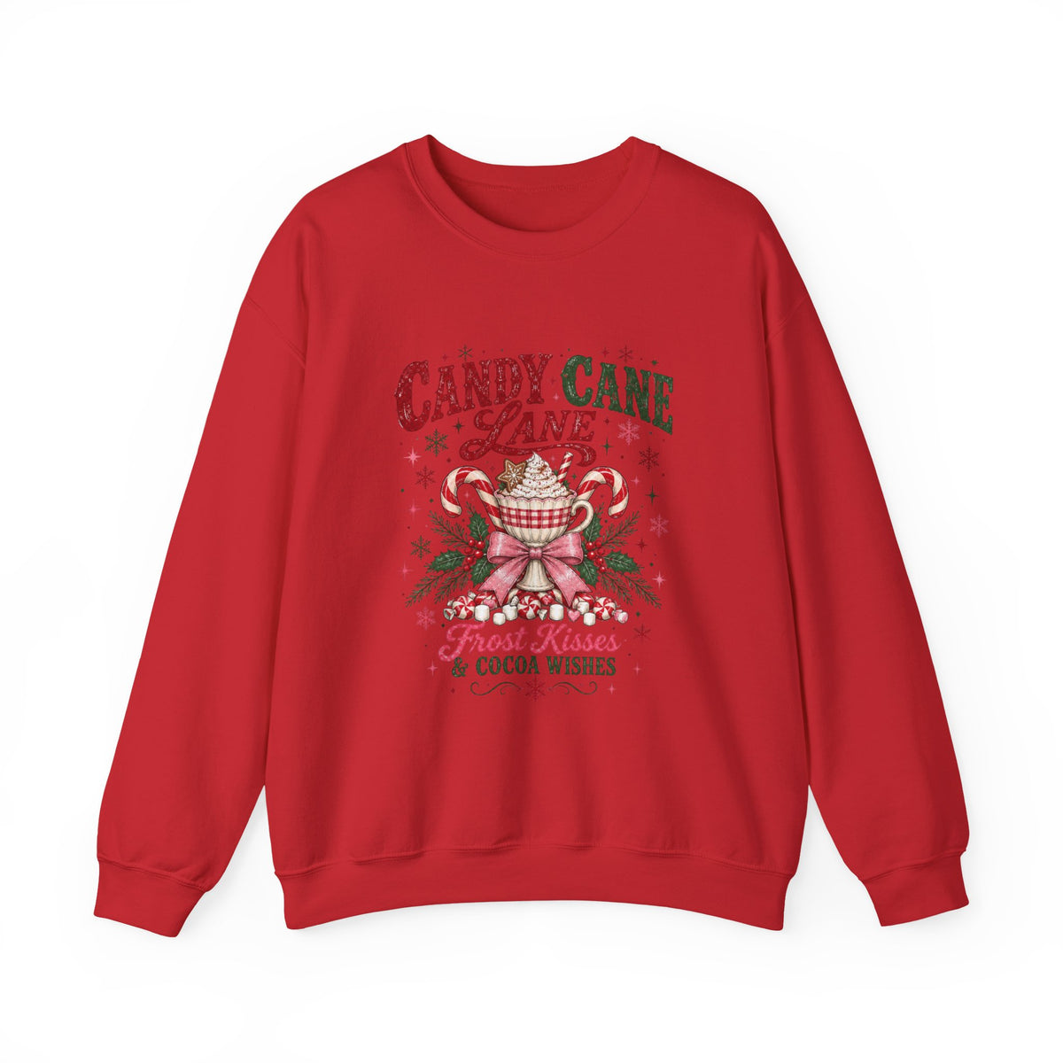Candy Cane Lane graphic Sweatshirt | Frost Kisses & Cocoa Wishes, Christmas sweatshirt