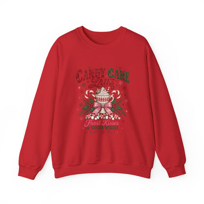 Candy Cane Lane graphic Sweatshirt | Frost Kisses & Cocoa Wishes, Christmas sweatshirt