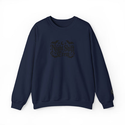 Night Shift Crew Embroidered sweatshirt | Halloween bats gothic script