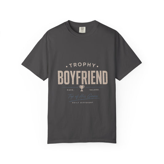 Trophy Boyfriend T-shirt | Vintage Athletics Typography, Casual Tee