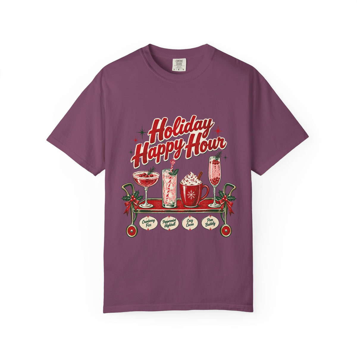 Holiday Happy Hour T-shirt | Christmas cocktail mug mocktail design