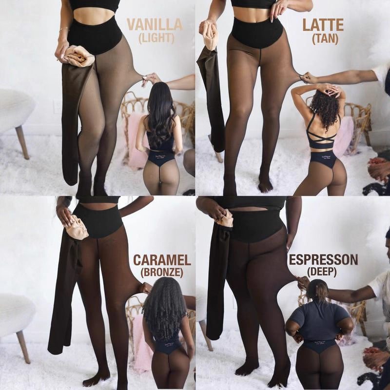 Magic Fleece-Lined Sheer Tights with Shaping Effect, Body Slimming Compression Band