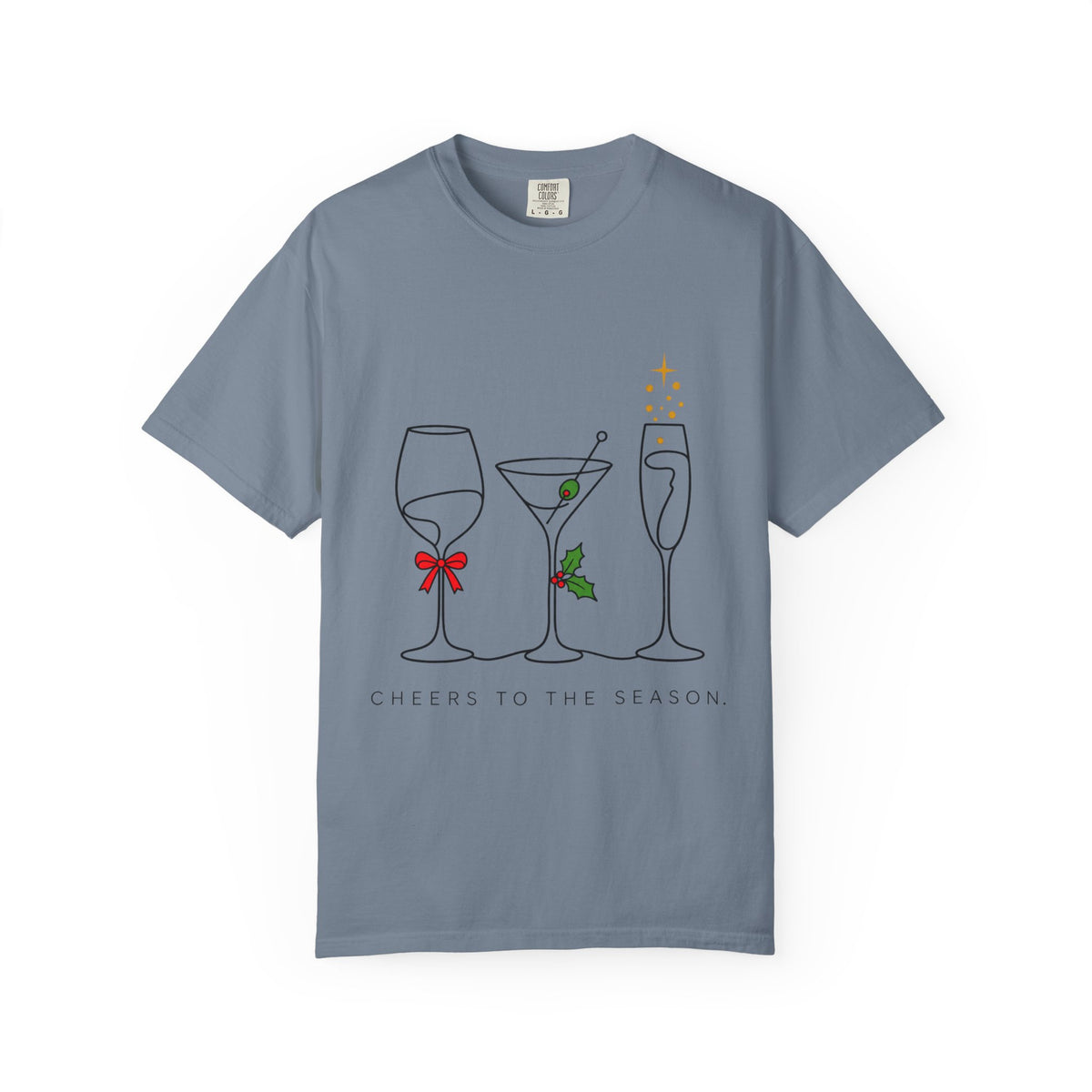 Cheers to the Season cocktail glasses T-Shirt | holiday drinks illustration