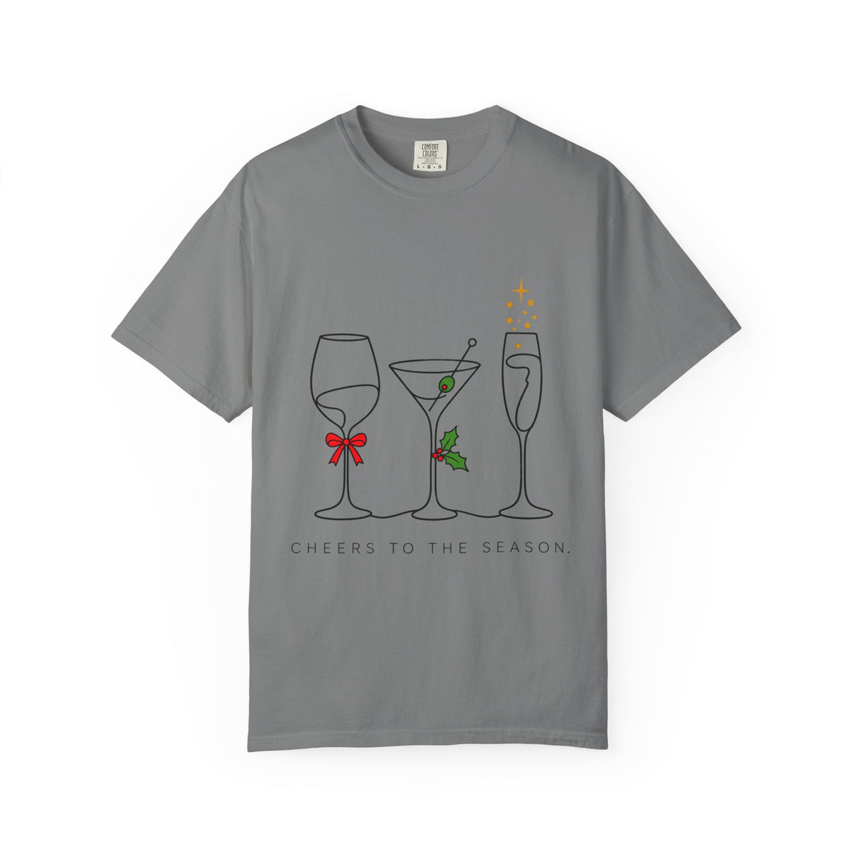 Cheers to the Season cocktail glasses T-Shirt | holiday drinks illustration