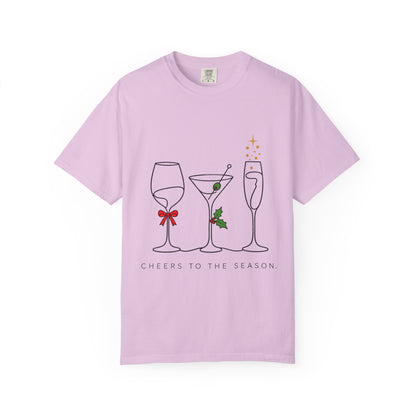 Cheers to the Season cocktail glasses T-Shirt | holiday drinks illustration