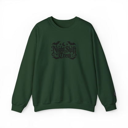 Night Shift Crew Embroidered sweatshirt | Halloween bats gothic script