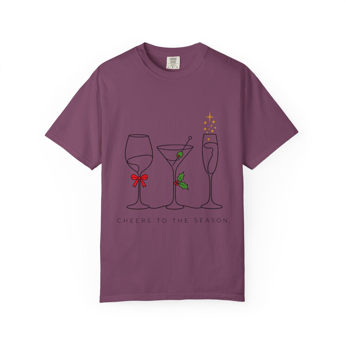 Cheers to the Season cocktail glasses T-Shirt | holiday drinks illustration