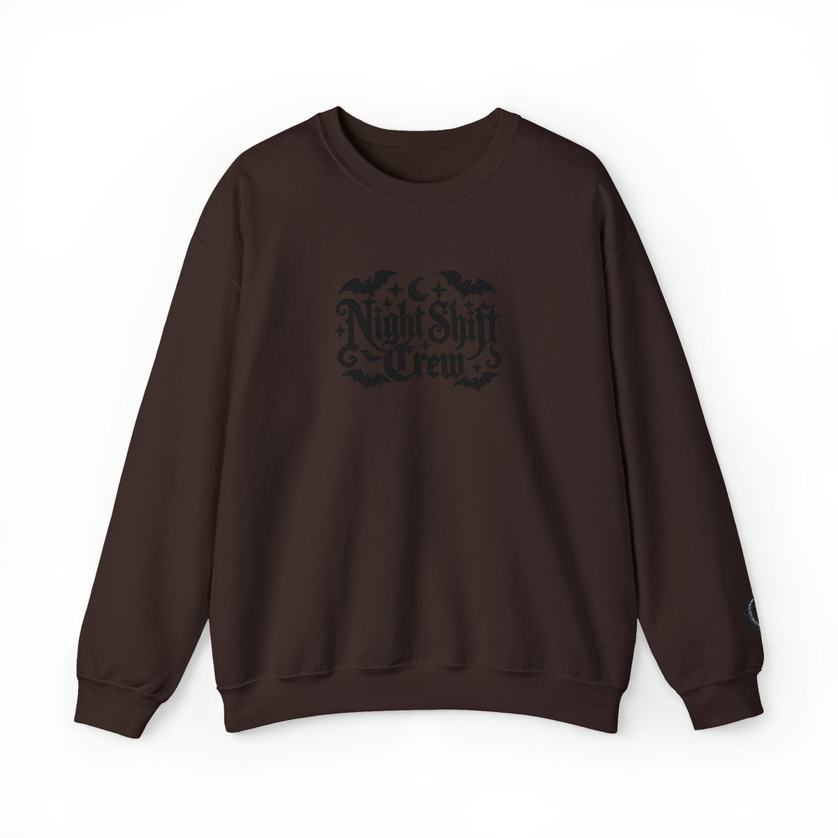 Night Shift Crew Embroidered sweatshirt | Halloween bats gothic script
