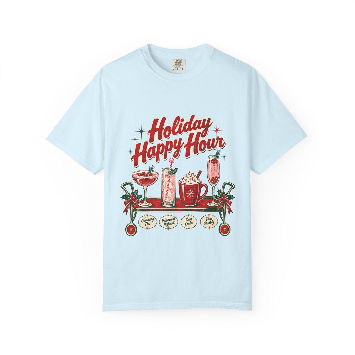 Holiday Happy Hour T-shirt | Christmas cocktail mug mocktail design