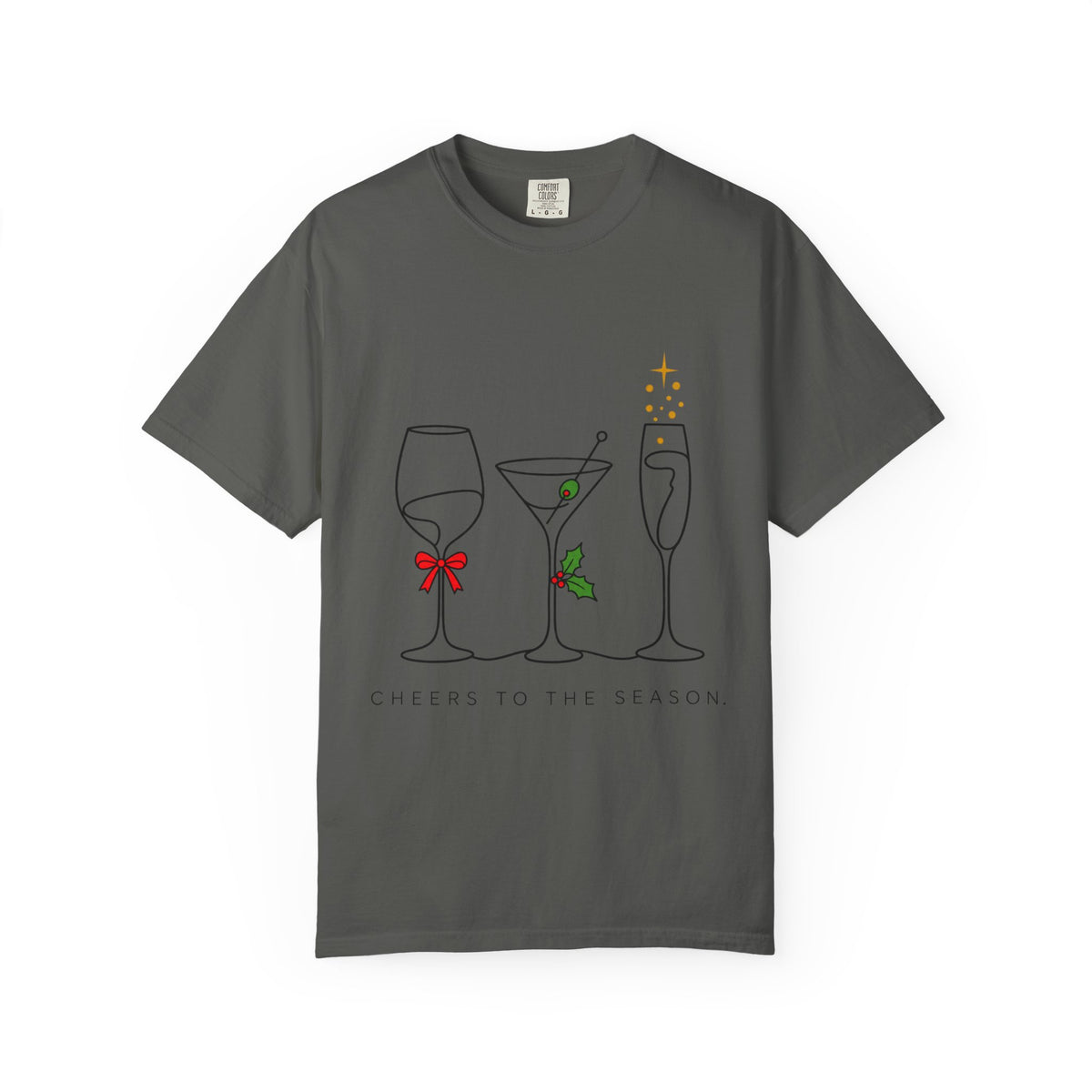 Cheers to the Season cocktail glasses T-Shirt | holiday drinks illustration