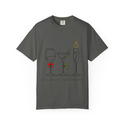 Cheers to the Season cocktail glasses T-Shirt | holiday drinks illustration