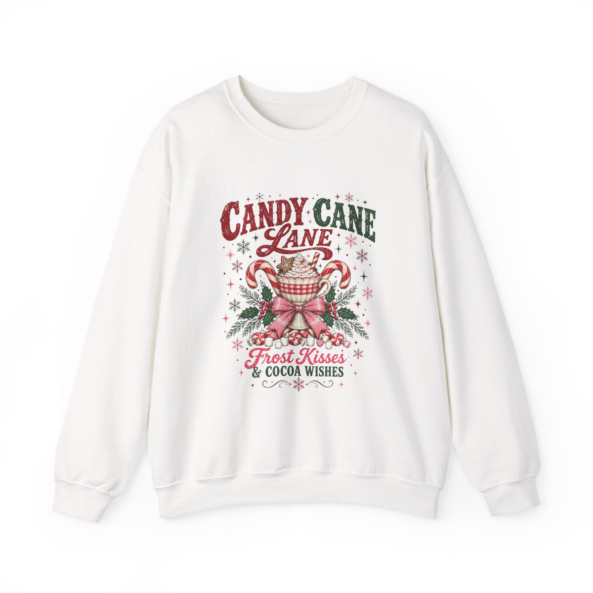 Candy Cane Lane graphic Sweatshirt | Frost Kisses & Cocoa Wishes, Christmas sweatshirt