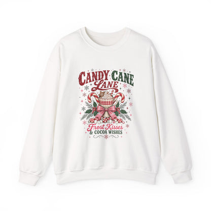 Candy Cane Lane graphic Sweatshirt | Frost Kisses & Cocoa Wishes, Christmas sweatshirt